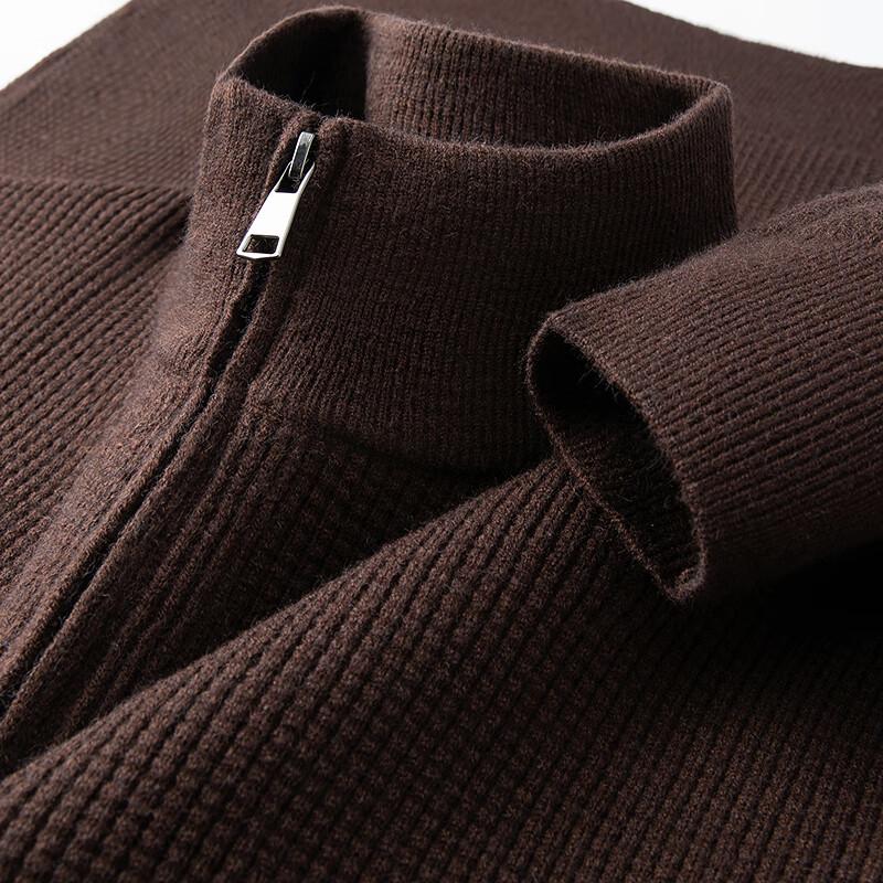 FAPAI Мужской вязаный свитер из смесовой шерсти с воротником средней высоты на молнии до половины M (48)