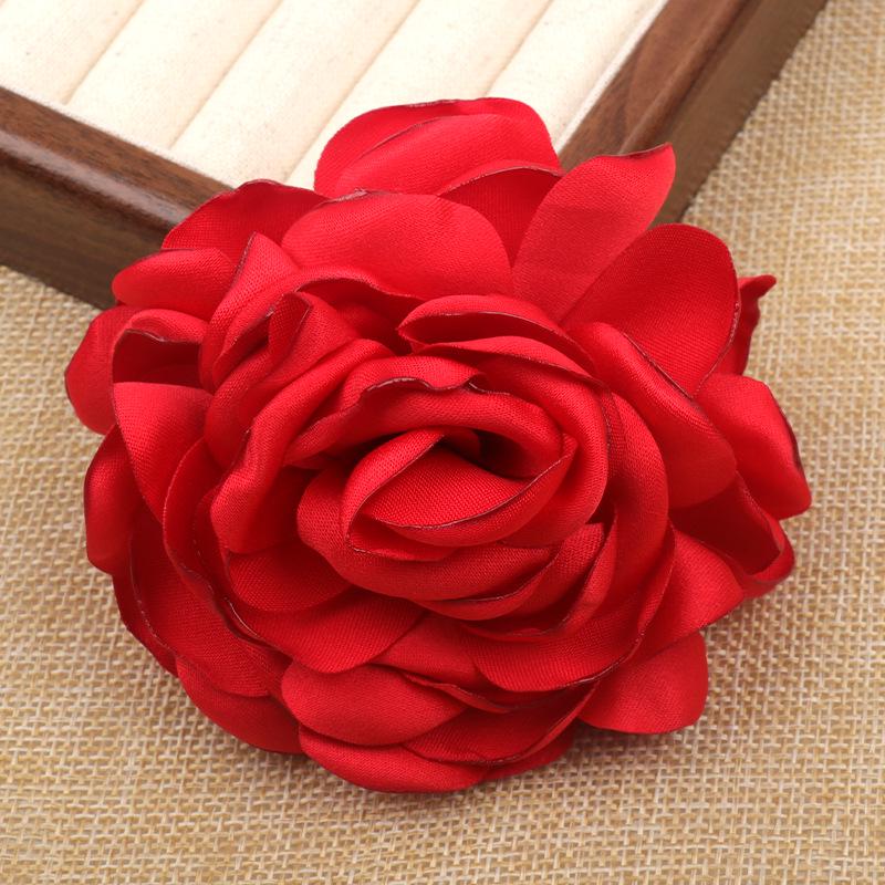 Burn Edge Rose Fabric Flower: 8.5cm Handmade Accessory for DIY Clothing and Jewelry