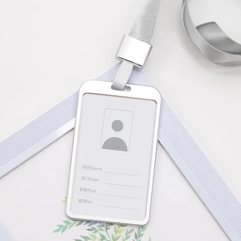 New Metal Alloy Work Name Card Holders Fashion  Business Work Card ID Badge Lanyard Holder Men Women Aluminum ID Business Case