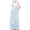 Blue overalls women's dopamine new summer casual quick-drying straight sports wide-leg pants