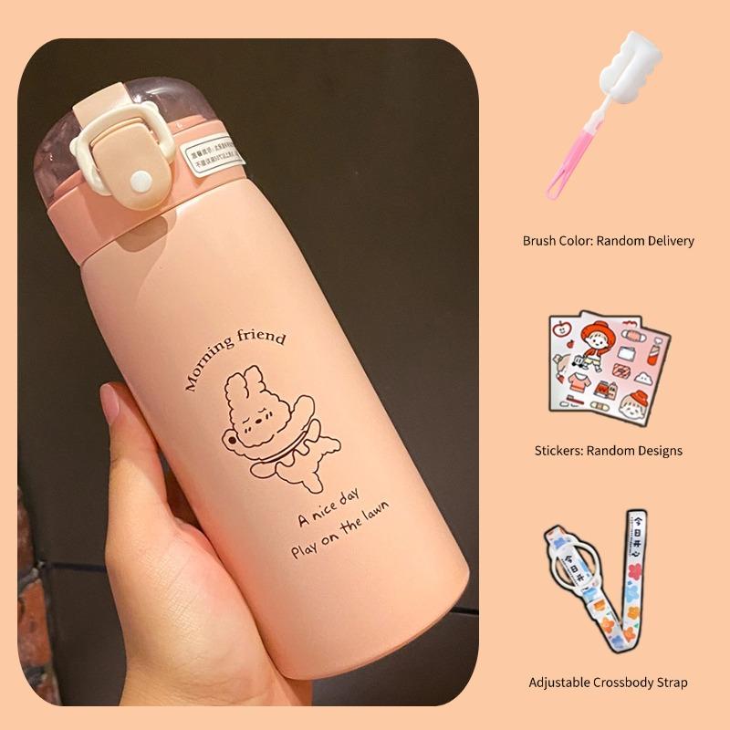 350ml Kids Thermo Bottle Cute Children's Thermal Water Bottle Stainless Steel Straw Thermos Mug Cartoon Leak-Proof Vacuum Flask