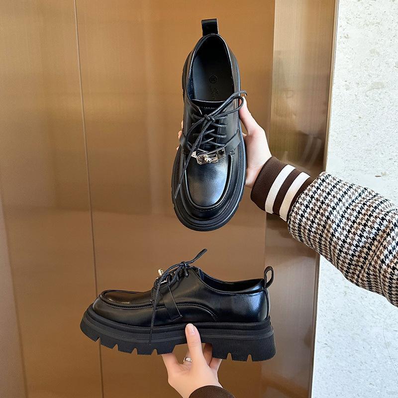 Yuexinwang genuine leather flat for Huizhou women's shoes grape mother same small leather shoes versatile autumn and winter new platform loafers