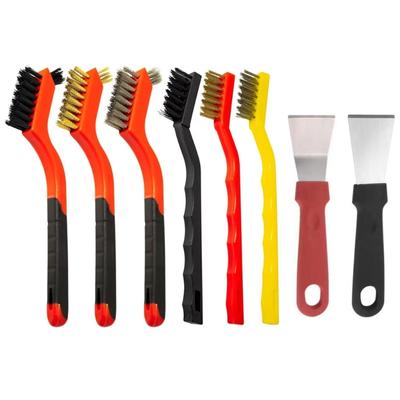 8Pcs Wire Brush Set For Cleaning Rusts Dirt And Grimes With Double Head Stainless Steel Bristles And Ergonomic Handle