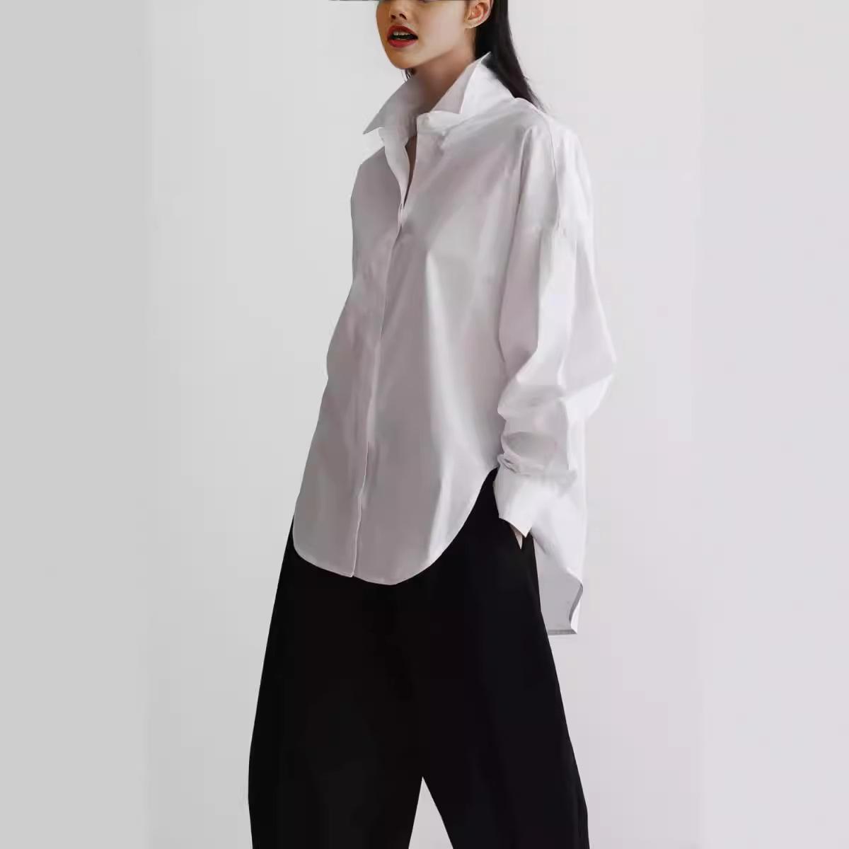 

Женская повседневная новая тонкая черная рубашка-куртка женская свободная рубашка на весну и осень L белый