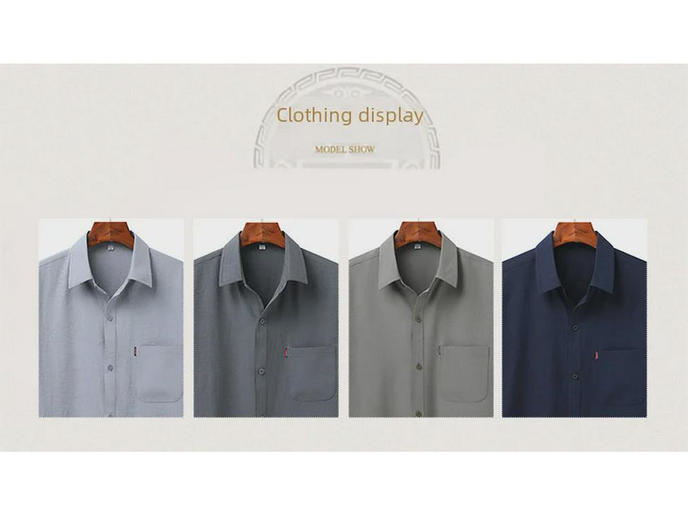 Ice Silk Short-Sleeve Summer Shirt for Middle-Aged and Elderly Men