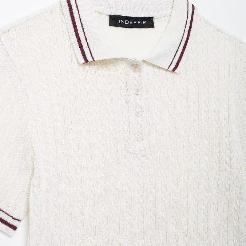 Kaslead New Arrival Women's Clothing Fashion Style Fashion Rib Eight-Strand Short Sleeve Polo 5644851