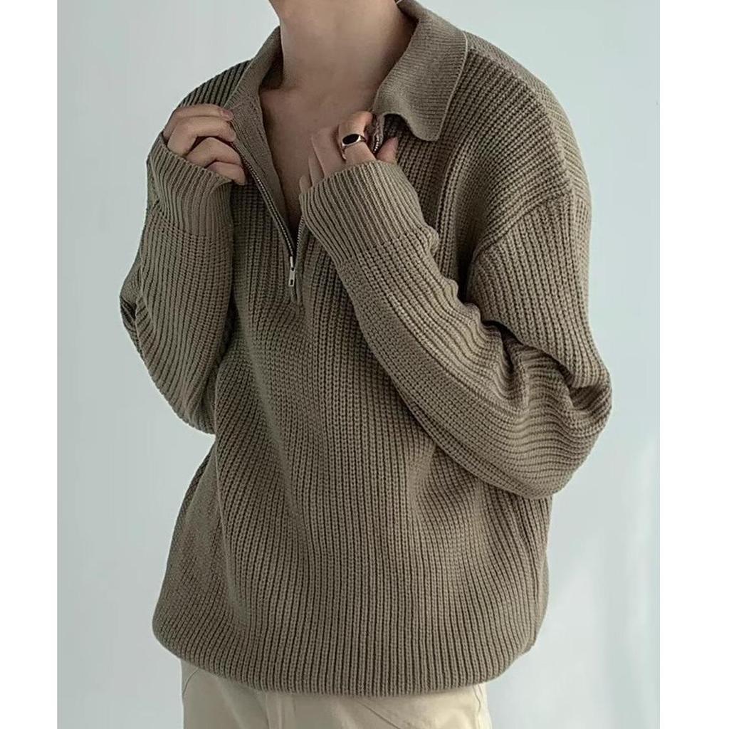 Y2K Japanese Style Half-Zip Knitted Sweater for Teens