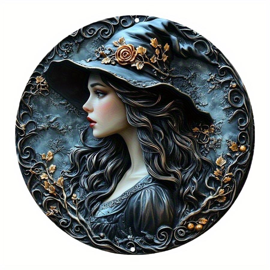 

2d Flat 20*20cm, Elegant Wooden Decorative Sign, Classic Style Woodenn Wall Art, Round Floral and Hair Design Plaque, Wall Hanging for Home 20x20cm