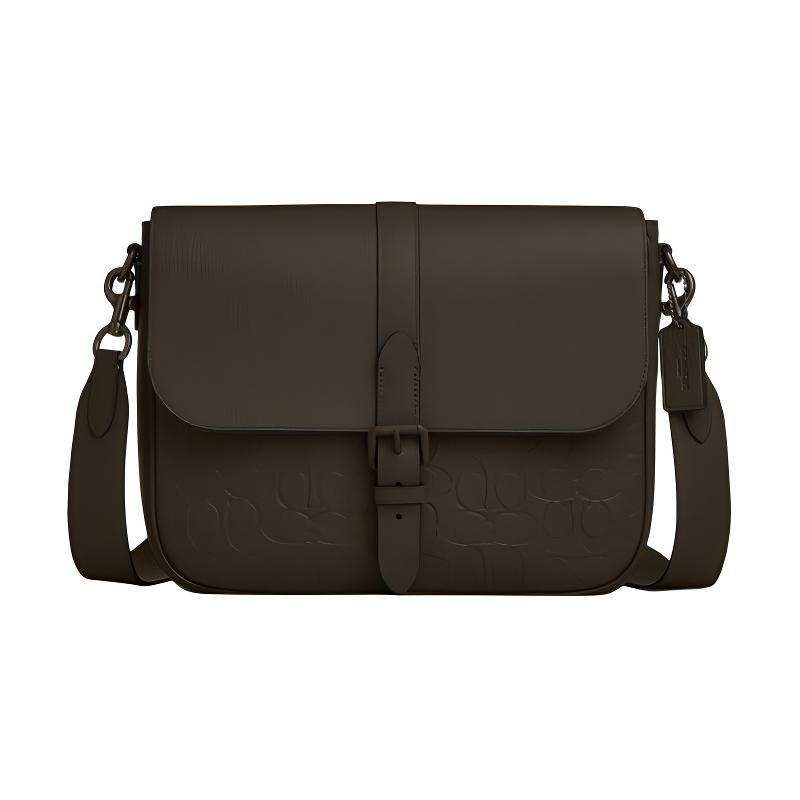 

COACH WARNER 31 Signature Presbyopia Pattern Cow Leather Messenger Bag Shoulder Bag Large Men s Olive Green зелений