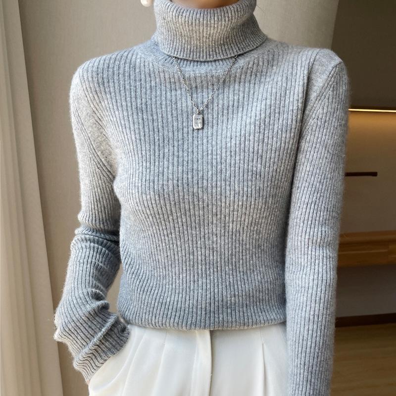 Women's Slim Fit Cashmere Blend High Neck Sweater - Autumn Winter 2024 Collection
