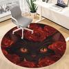 1pc Black Cat Roses Chair Carpet for Office, Round Non Slip Durable Large Size Office Carpet, Suitable for Office
