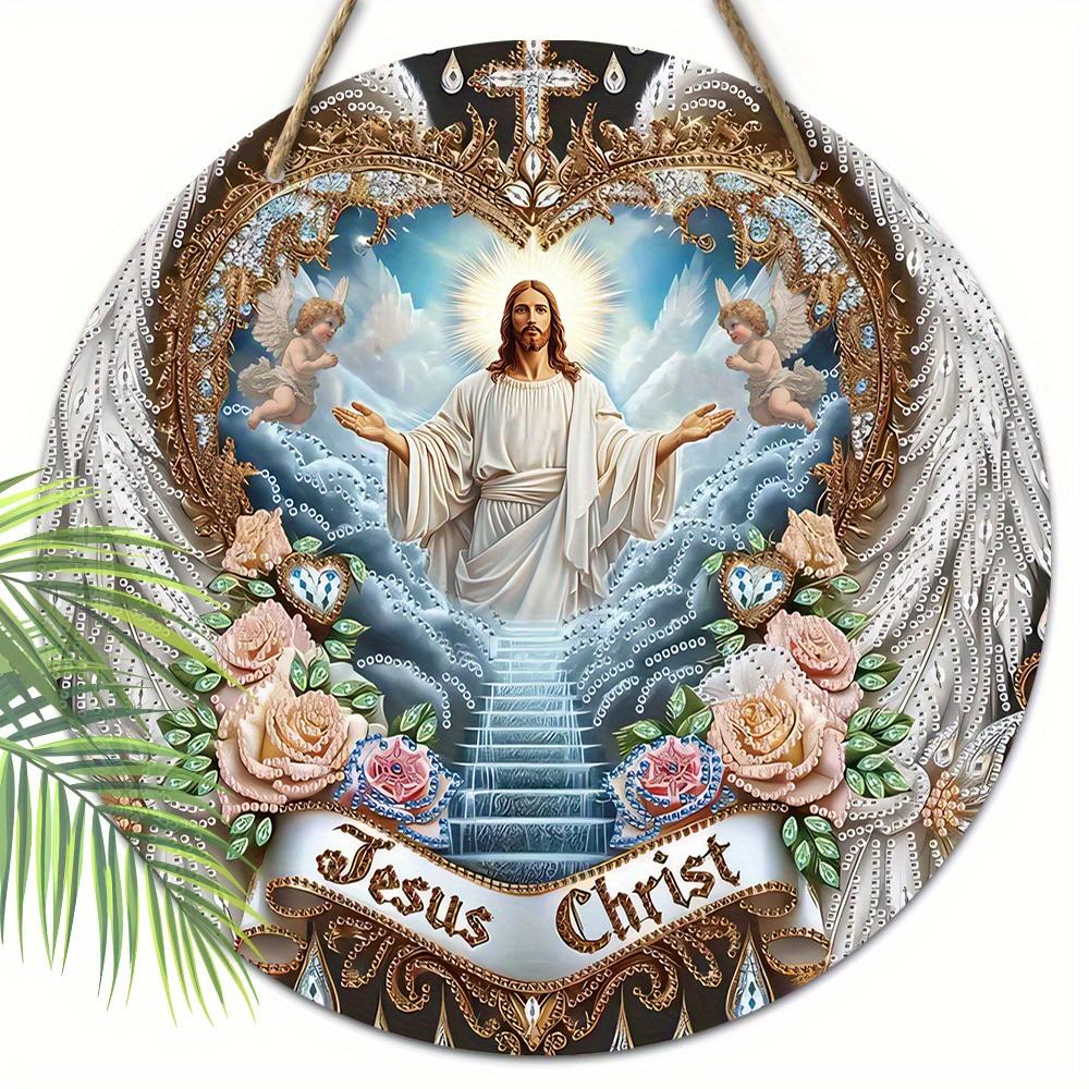 

5 шт. Очаровательный рождественский венок с ангелом и розовыми розами - деревянное подвесное украшение в стиле ретро для дома, сада и праздничных вечеринок 20cm*20cm