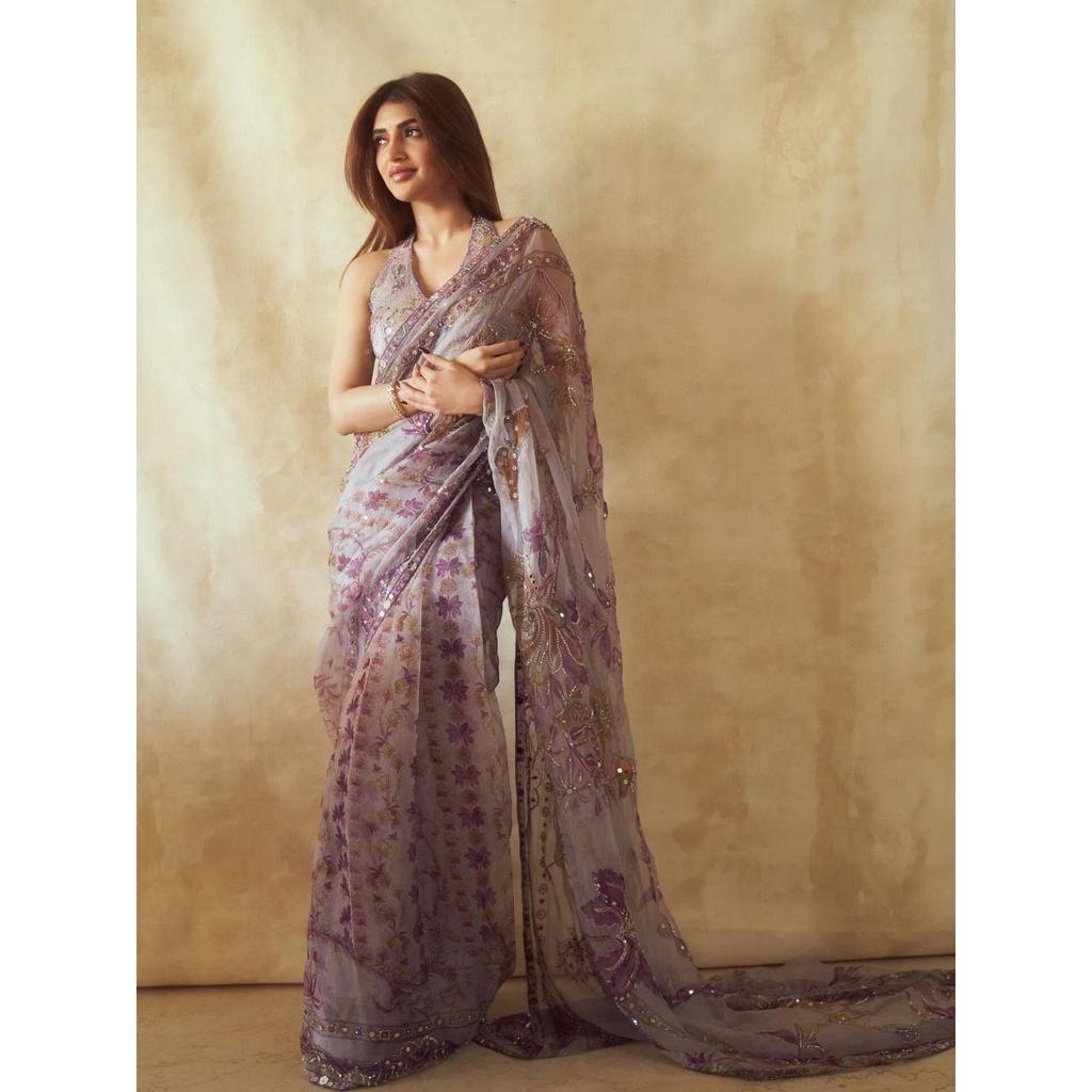 Premium Tabby Silk Saree – Multicolour Mirror Work Masterpiece