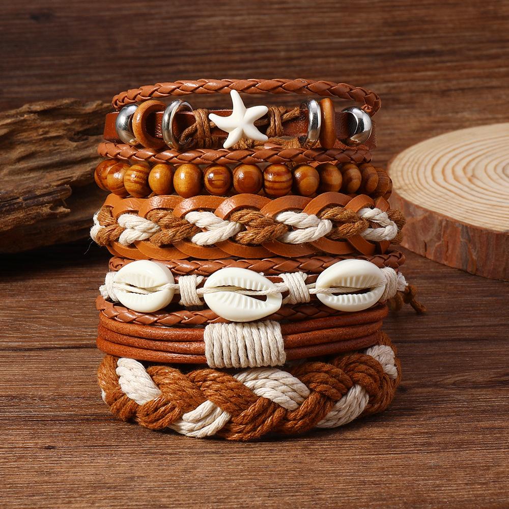 

Сплетенный вручную женский бирюзовый браслет из богемной веревки с многослойными бусинами, винтажные унисекс-ювелирные аксессуары, мужской браслет для путешествий и праздников