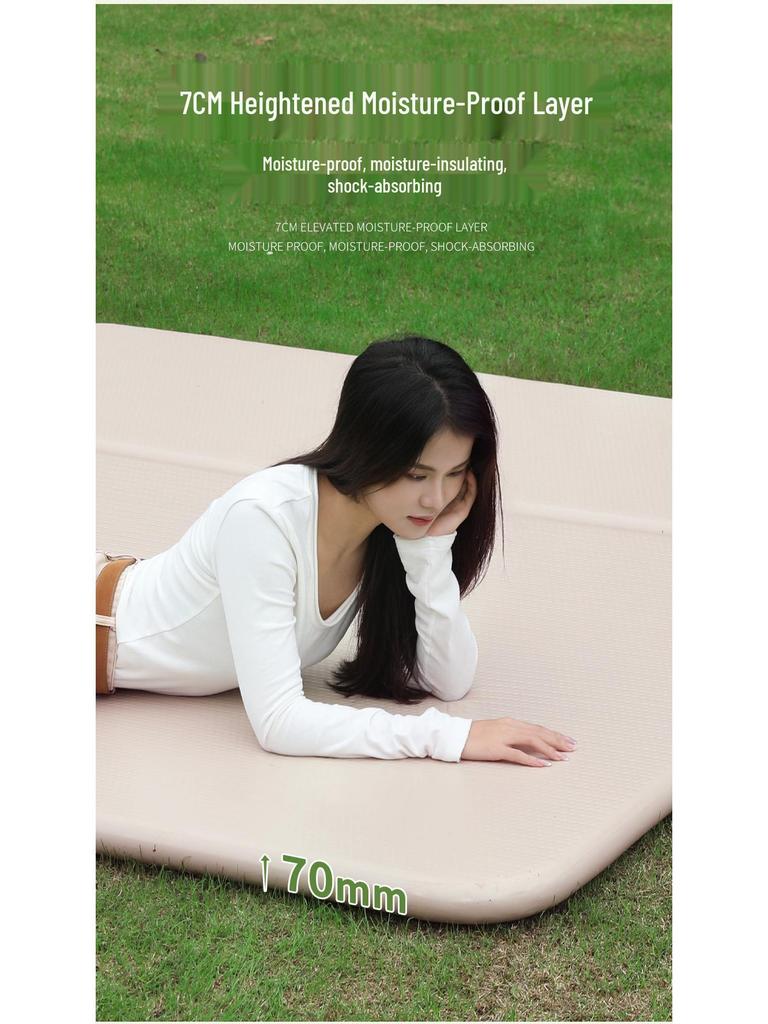 Foldable Inflatable Camping Mattress - Thickened PVC Floor Mat for Outdoor Use