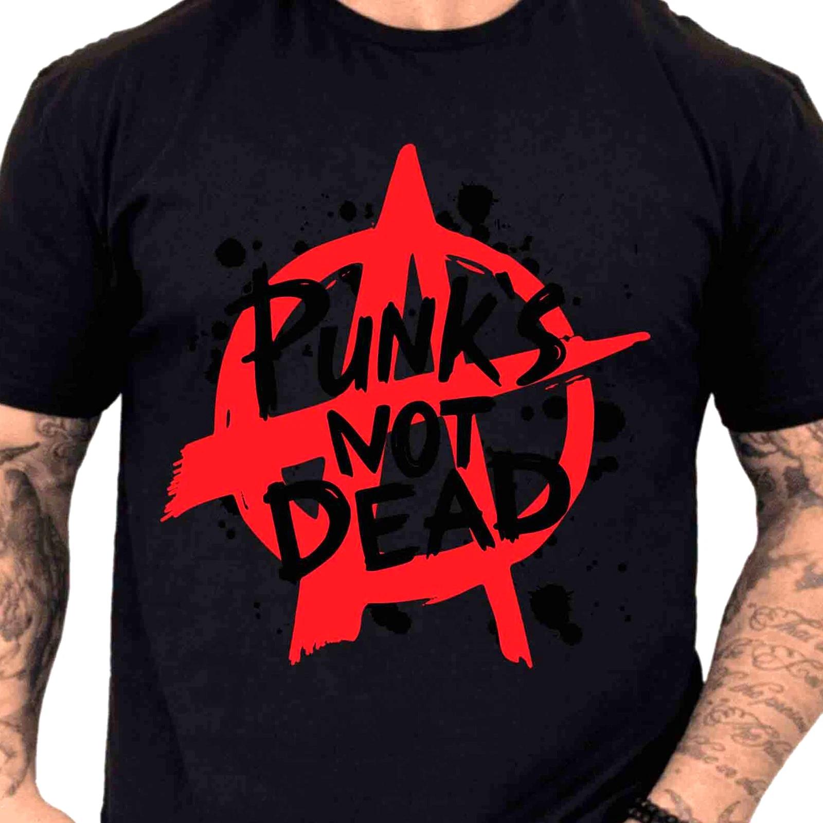 Punks Not Dead T-Shirt Anarchy Punk Rock Music Graphic Tee Rebel Underground Top XS