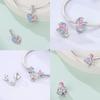 Kupfer Charm Anhänger Anhänger Authentisch Rosa Zirkon Blaue Wolke Herz Schöne Farben Anhänger Kompatibel Mit Armbändern Schmuck Damen Geschenk Herstellung Diy