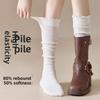 Frühlings- und Herbst-Holz-Ohr Manschette Lange Socken, Kniehohe Strümpfe für Damen mit Spitzenbesatz, Schöne Beinstrümpfe für Damen mit Spitzenbesatz.