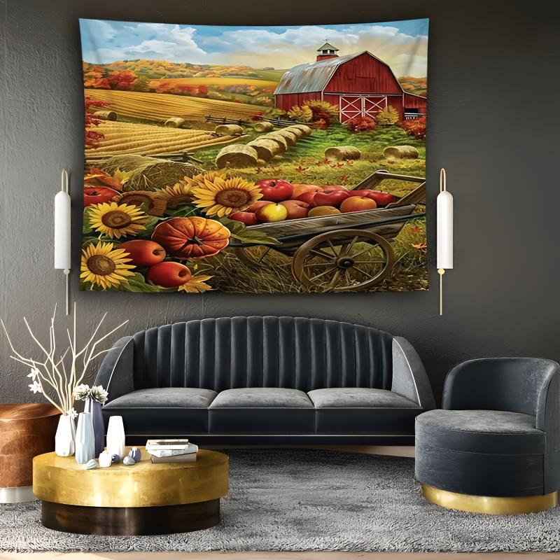 scene of pumpkin farm Digital printing polyester wall hanging tapestry decorative Living room bedrooms Office background gift
