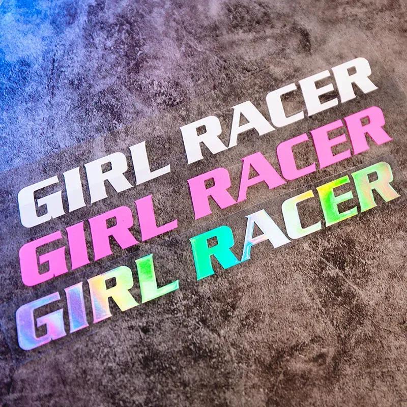 GIRL RACER Aufkleber für Auto, Auto-Fenster, abnehmbare Vinyl-Aufkleber, ölbeständige Dekoration, Motorrad-Kraftstofftank-Verkleidung, Zeichen für Fahrerin