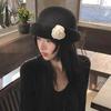Camellia Pearl Top Hat Female Autumn and Winter Small Fragrant Wind Show Face Small Bucket Hat French Temperament Elegant Thousand Gold Wind Hat