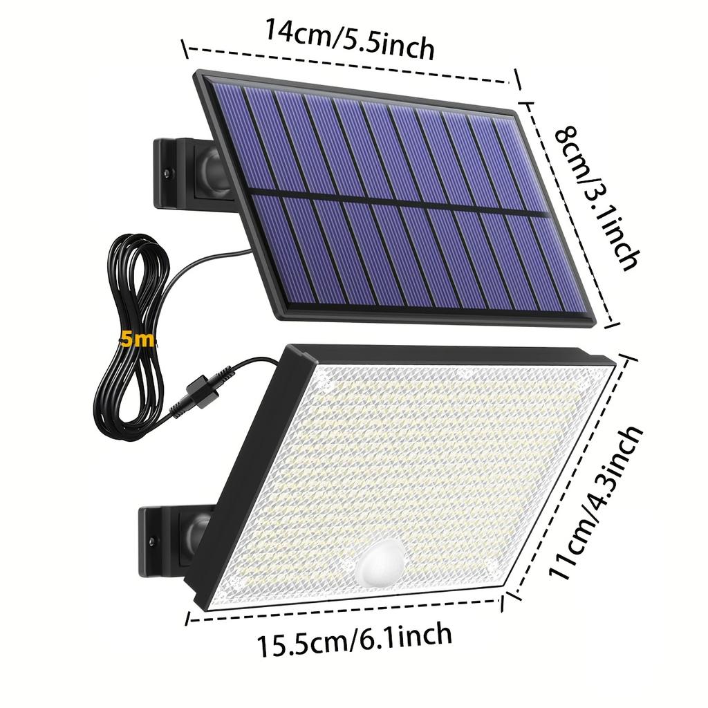 106/400 LED Solar Motion Sensor Floodlight, Outdoor Security Light with 16.4ft Cable, IP65 Waterproof for Garden Yard Driveway