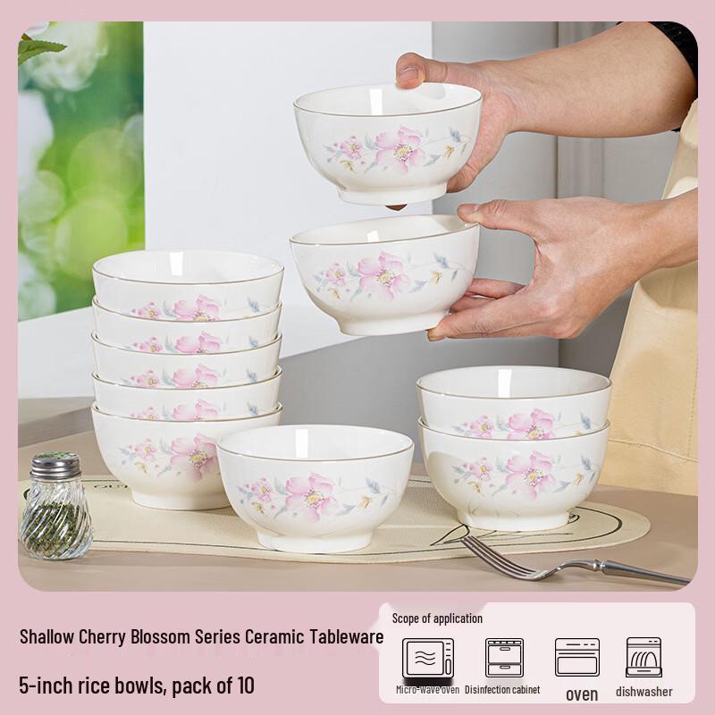 OIMG Premium Ceramic 5-inch Rice Bowl Set (10 Pcs)