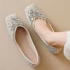 Luxury Rhinestone  Flats Shoes Women Shallow Comfort Pumps Female Fashion Wedding Dress Shoes Ladies Zapatos De Mujer
