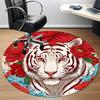 1pc Tiger Floral Pattern Chair Carpet for Office, Round Non-Slip Durable Large Size Office Carpet, Suitable for Office, Beautiful Decoration