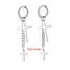 Korean Punk Black Titanium Steel Tassel Chain Cross Ear Clip Earrings