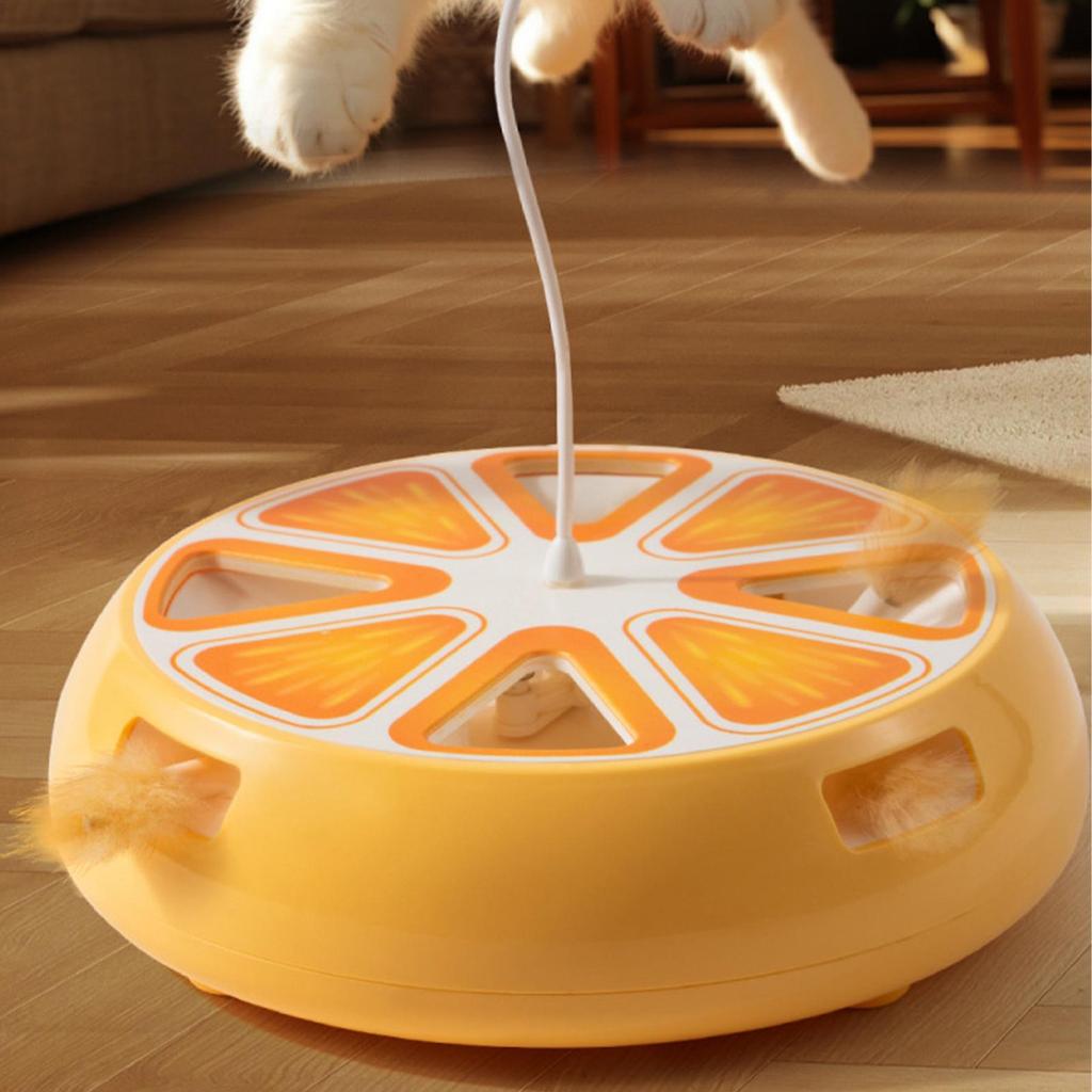 Electric Cat Toy Rechargeable Turntable With Teaser Wand Cat Enrichment Toys For Indoor Exercise Entertainment Boredom Activity