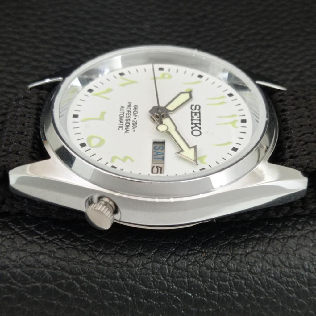 JAPAN VINTAGE REFURBISHED SEIKO AUTOMATIC 7009A MENS WHITE DIAL WATCH a445725-1