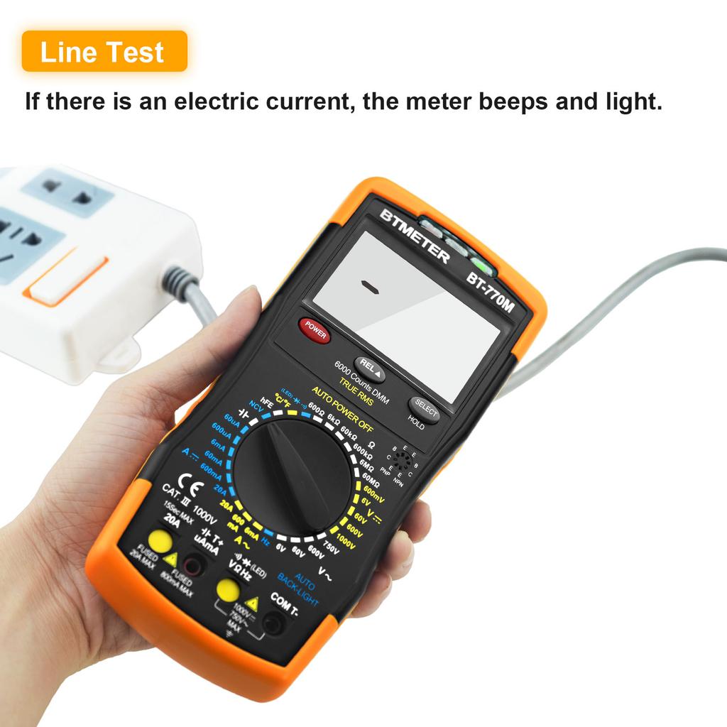 BTMETER Digital Portable Multimeter 6000-count LCD Display Measure DC AC Voltage Current Resistance Capacitance and More