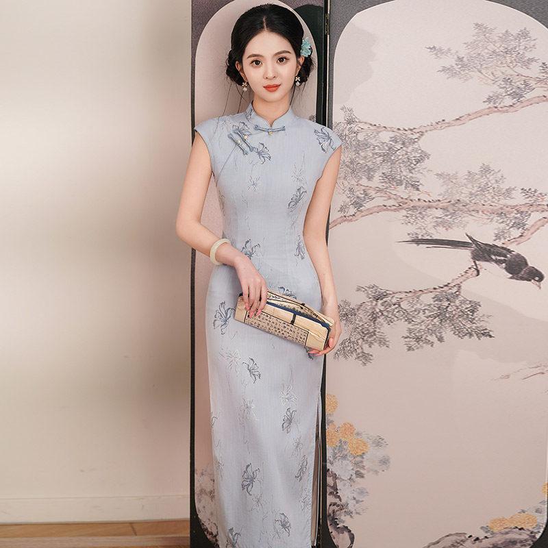 Kolsuz milli tarz yeni Çin günlük Suzhou uzun cheongsam geliştirilmiş genç 1011 yeni kadın yüksek kalite yaz