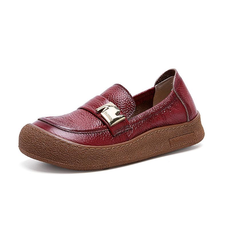 

Мода Новые балетки из натуральной коровьей кожи женские роскошные туфли для долгих прогулок женские винтажные плоские мокасины толстые прочные лоферы слипоны 35