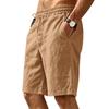 Summer Loose Linen Breathable Casual Sports Simple Solid Color Drawstring Vacation Beach Five Quarter Shorts