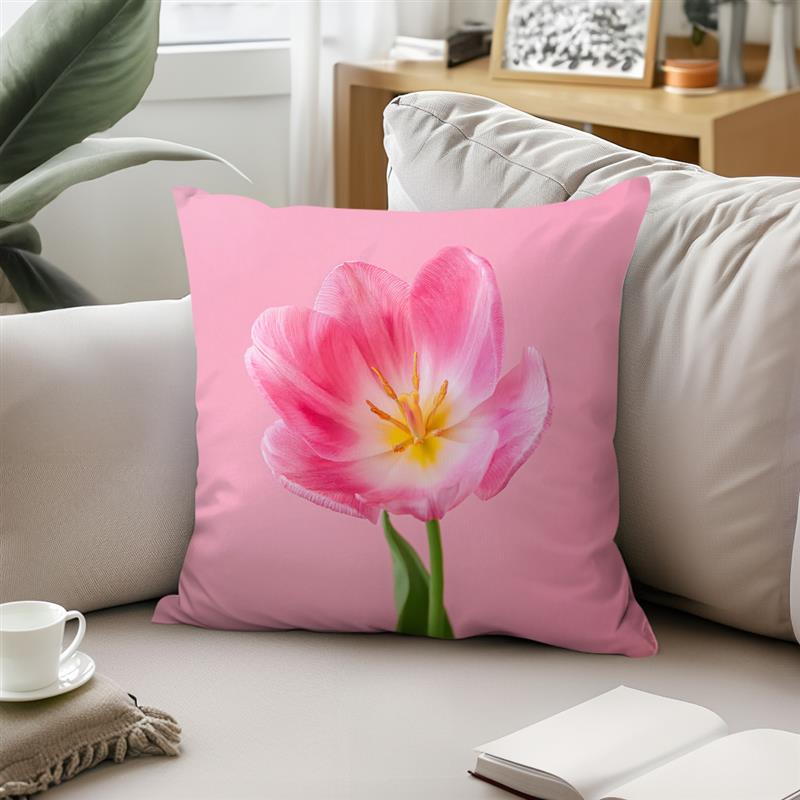 Dreamy Pink Flower Illustration Throw Pillowcase Pillow Case Girl Heart Sofa Bedside Pillow Cover Home Room Decor