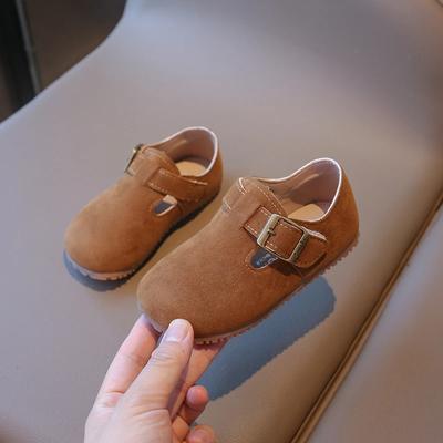 Nouvelles Chaussures en Cuir pour Enfants Filles Simples Polyvalentes Chaussures de Marche Mode Antidérapantes Semelle Souple Ballerines pour Enfants Chaussures Décontractées pour Tout-Petits