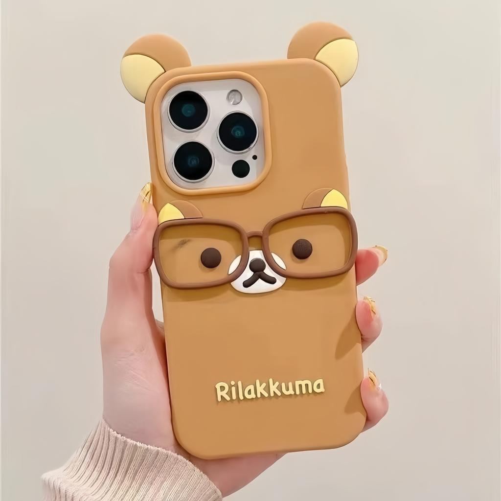 Niedliche Cartoon 3D Rilakkuma Handyhülle für iPhone 16 15 14 13 12 11 Pro X XS Max XR 6 7 8 Plus Weiche Silikonhülle