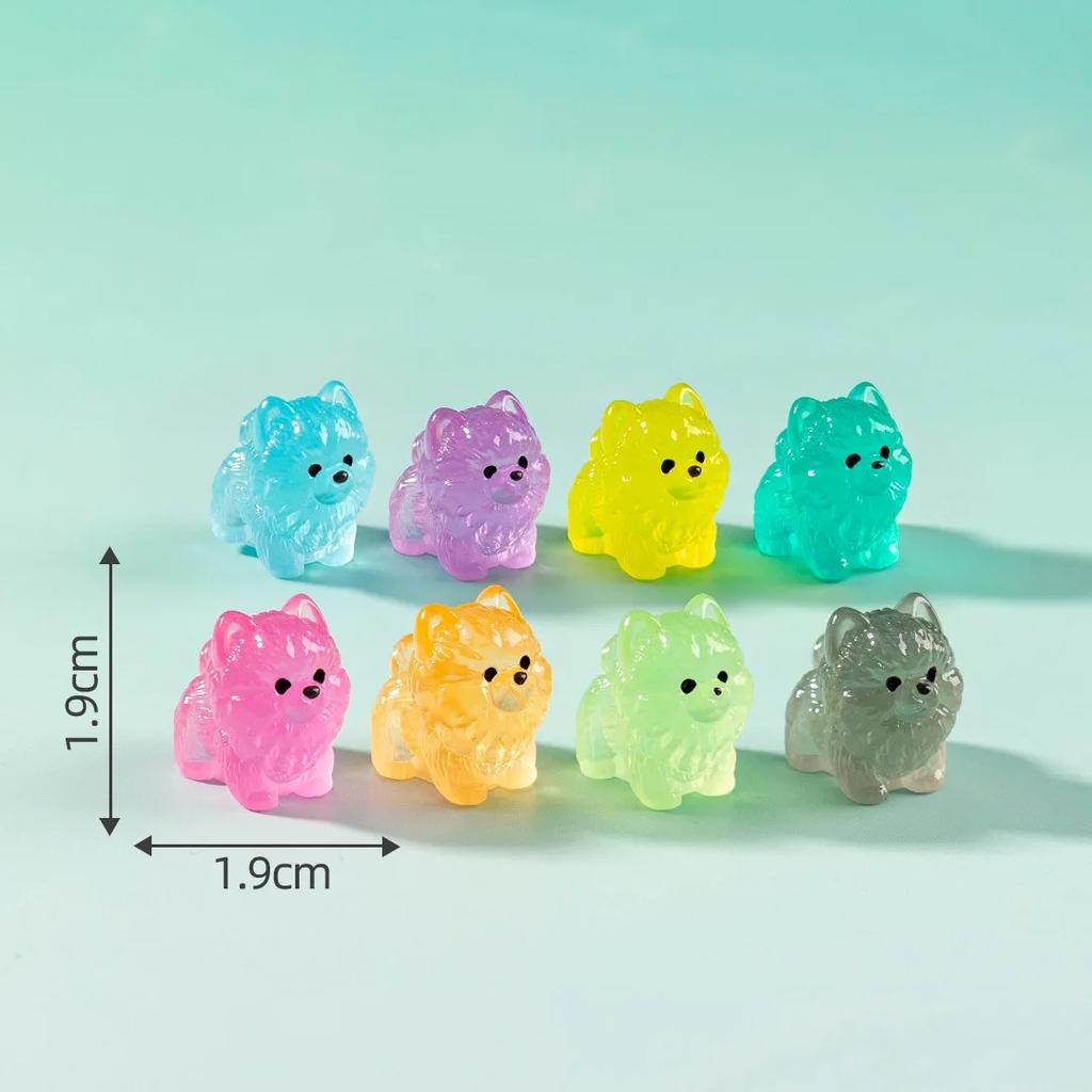 8pcs Mini Luminous Figures Puppy Miniature Decor Glow At Night Dog Dolls DIY Fairy Garden Landscape Ornament Accessories