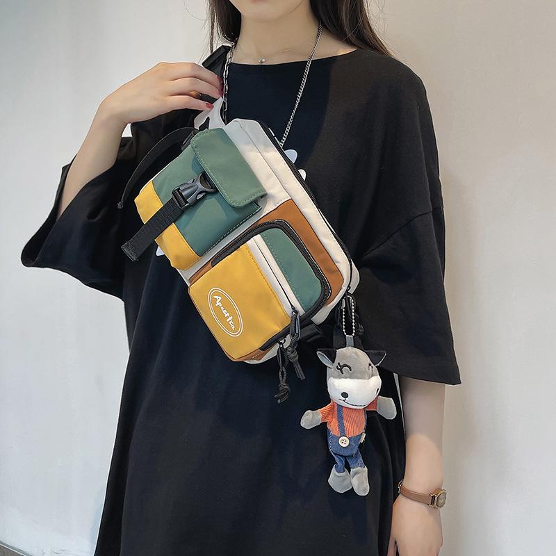 Contrast Color Casual Sport Crossbody Chest Bag Men Women Techwear Style Waterproof Waist Bag Multifunction Hip Hop Fanny Pack