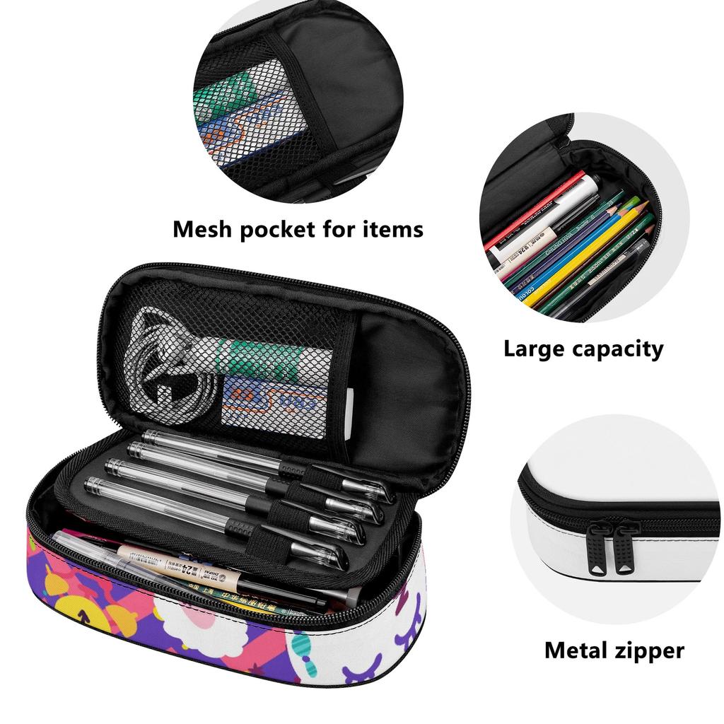 Large Capacity Pencil Case Casual 300D Polyester Zipper Closure with Mesh Pocket Removable Divider and Pen Slots for Boys Girls