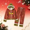 Women's Casual Christmas Print -Lined Hooded Pajama Set with Pants Loungewear