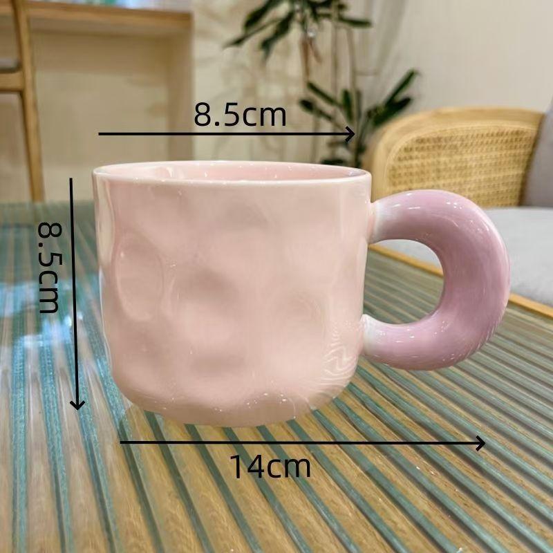 Contrast Color Big Ear Cup Household Ceramic Mug Cute Student Couple Drinking Cup Coffee Cup Trendy Creative Cup