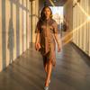 Satin Silk Women's Dress Short Sleeve Long Skirt Personalized Lace Patchwork Dress Street Fashion