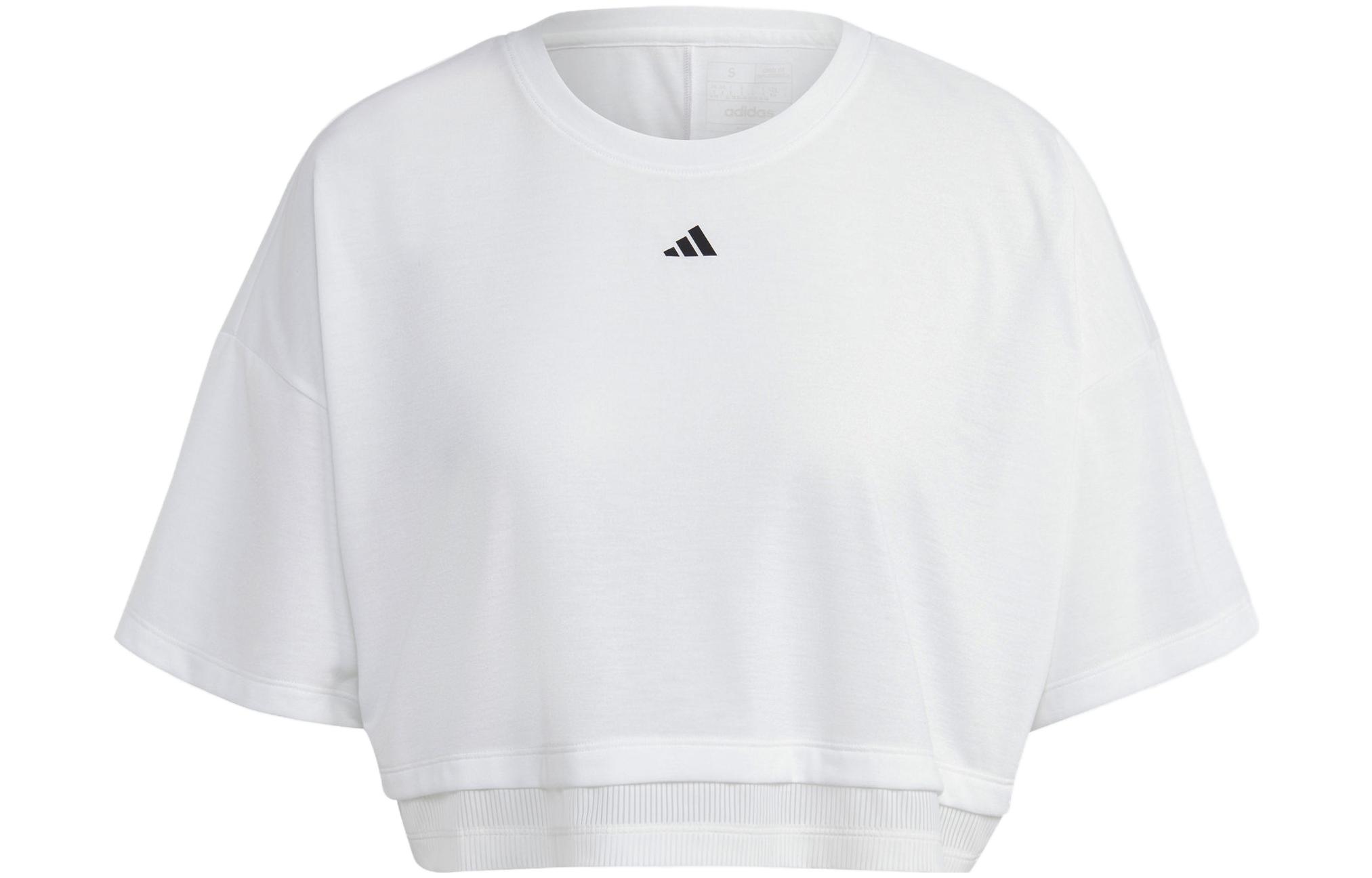 Adidas Crop Tops Women s White Crew Neck Moderate HS2338 M