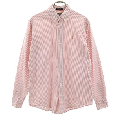Polo by Ralph Lauren Années 80 Vintage Garçon Étiquette Verte Chemise, Fabriqué aux USA Motif Rayé Manches Longues Chemise Oxford Boutonnée Enfant Occasion