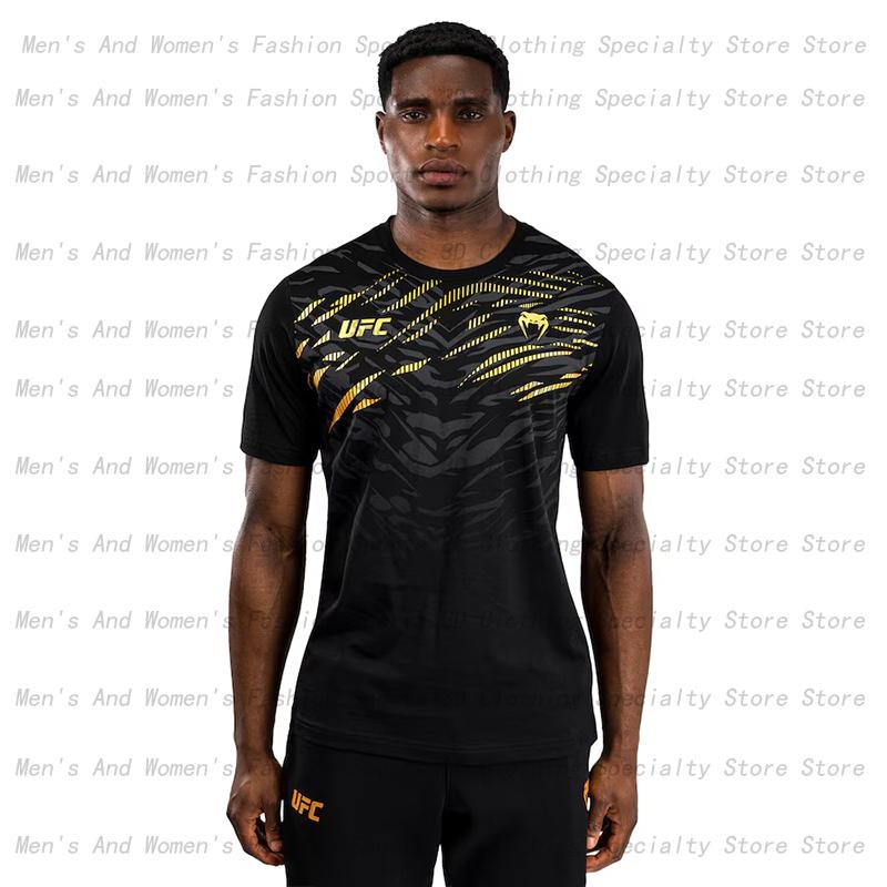 UFC World Boxing T-shirt Fighting Wrestling Match Top 3D Quick Drying Boxing Suit Men's and Women's Extreme Sports Short Sleeves