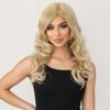 Long Fashion Blonde Hair Synthetic Fluffy Wave Wigs for Women Daily Cosplay Use Heat Resistant Fibre