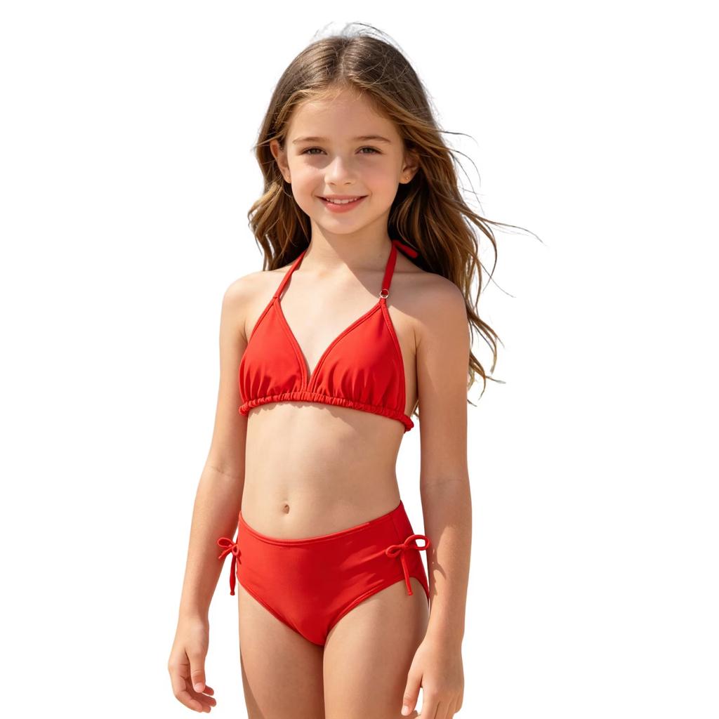 Mädchen Bikini-Set mit Aufdruck, zweiteilig - Farblich passender Badeanzug